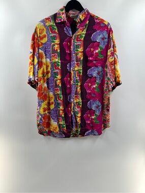 Union Bay Men's Floral Hawaiian Button Up Shirt – Size Small 100% Rayon